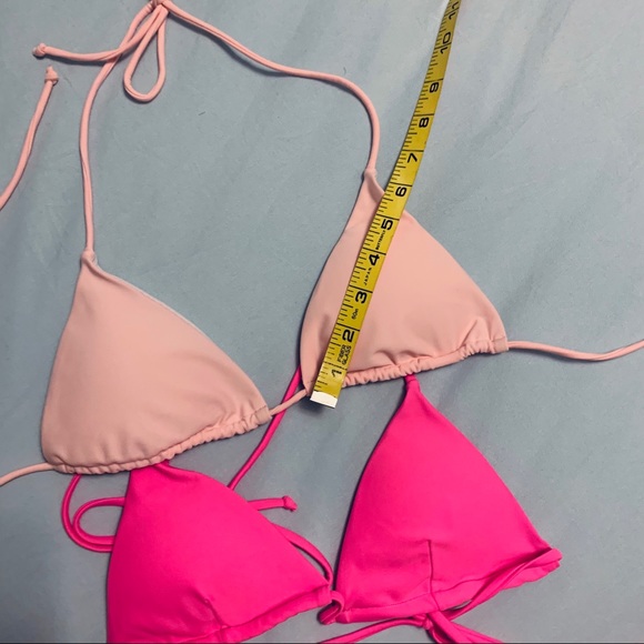 Set of 2 Pink Halter Triangle Bikini Tops - Picture 8 of 8
